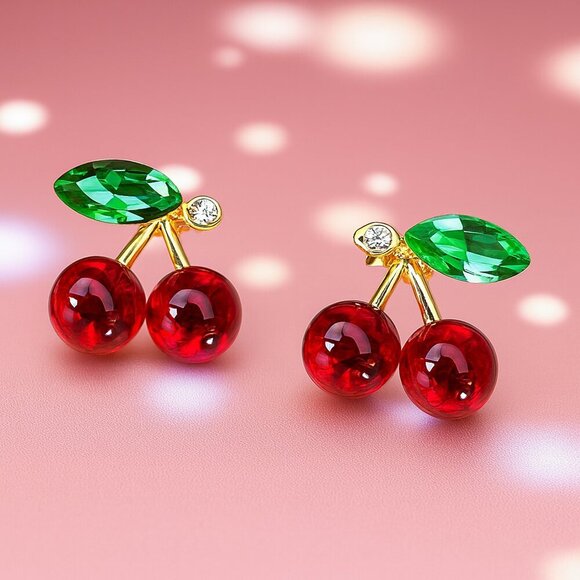 🆕️Cute Cherry Stud Earrings ✨Dainty & Minimalist | 925 Sterling Silver Posts 🍒 - Picture 1 of 9